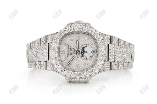 Chrono Moissanite Bust Down Watch  customdiamjewel   