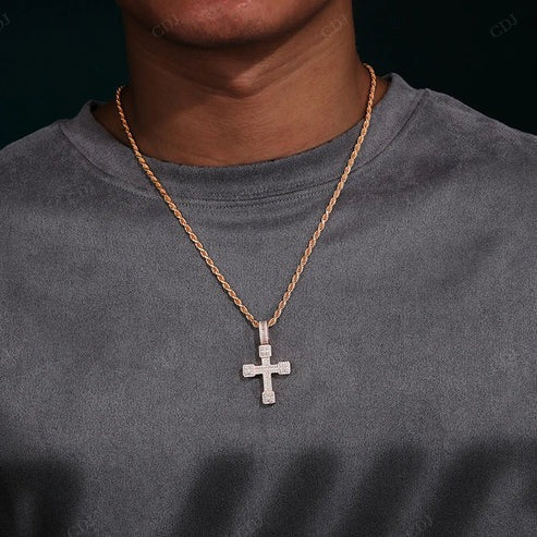 Handmade VVS Lab Diamond Cluster Cross Pendant hip hop jewelry CustomDiamJewel