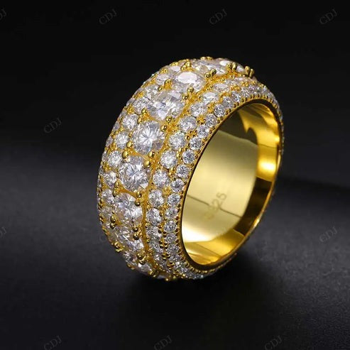 Lab Grown Diamond 18K Gold Men's Bold Wedding Band hip hop jewelry CustomDiamJewel