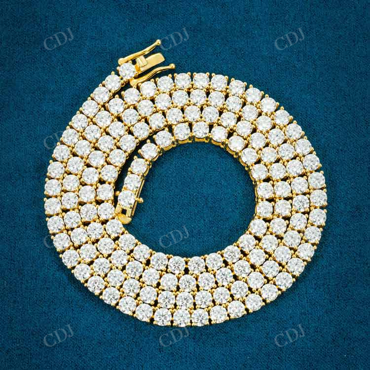 Yellow Gold Plated Dimond Tennis Chain For Women hip hop jewelry customdiamjewel   