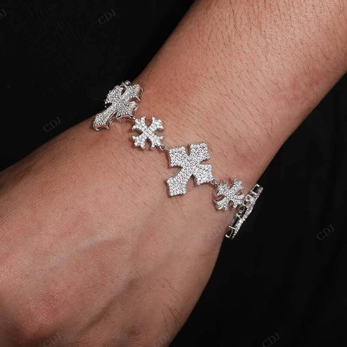 Full Ice Out Moissanite 925 Silver Maltese Cross Bracelet hip hop jewelry CustomDiamJewel