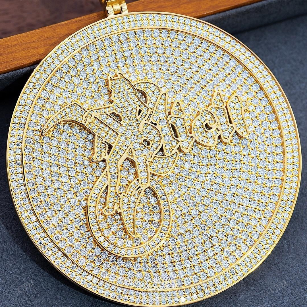 Iced Out Round Diamond Gold Plated Hip Hop Pendant hip hop jewelry customdiamjewel   