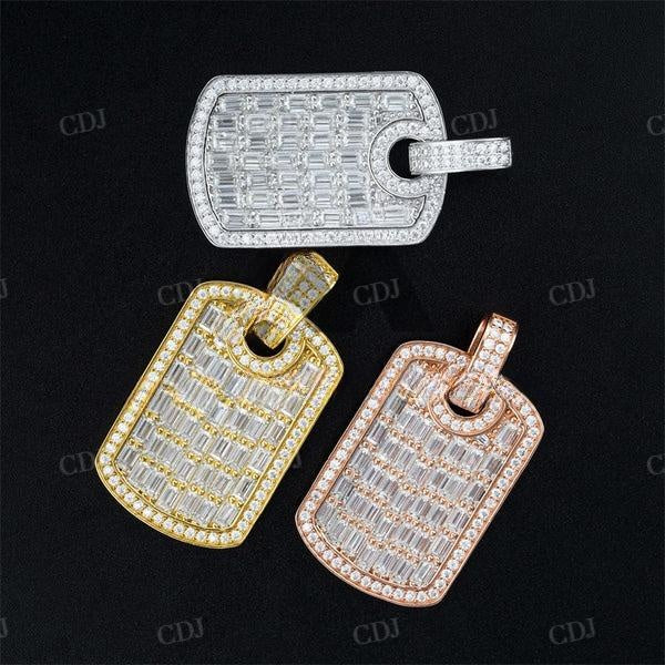 Baguette Diamond Men Dogtag Hip Hop Pendant  customdiamjewel   