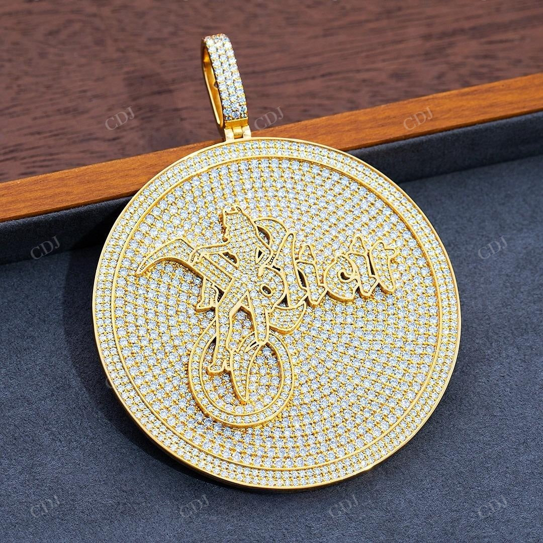 Iced Out Round Diamond Gold Plated Hip Hop Pendant hip hop jewelry customdiamjewel   