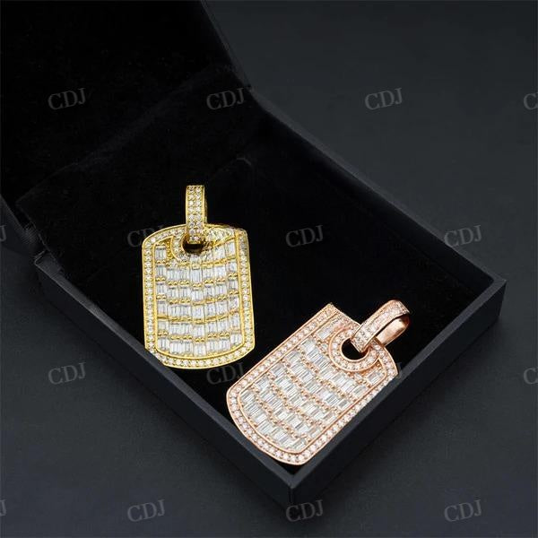 Baguette Diamond Men Dogtag Hip Hop Pendant  customdiamjewel   