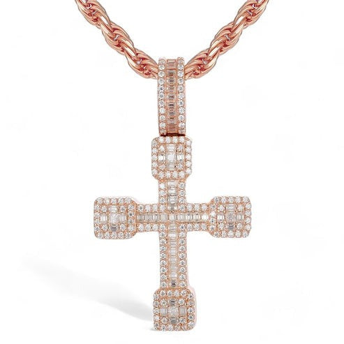 Handmade VVS Lab Diamond Cluster Cross Pendant hip hop jewelry CustomDiamJewel