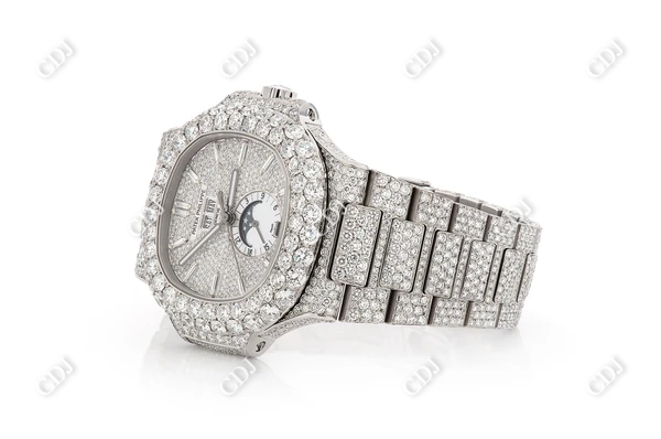 Chrono Moissanite Bust Down Watch  customdiamjewel   