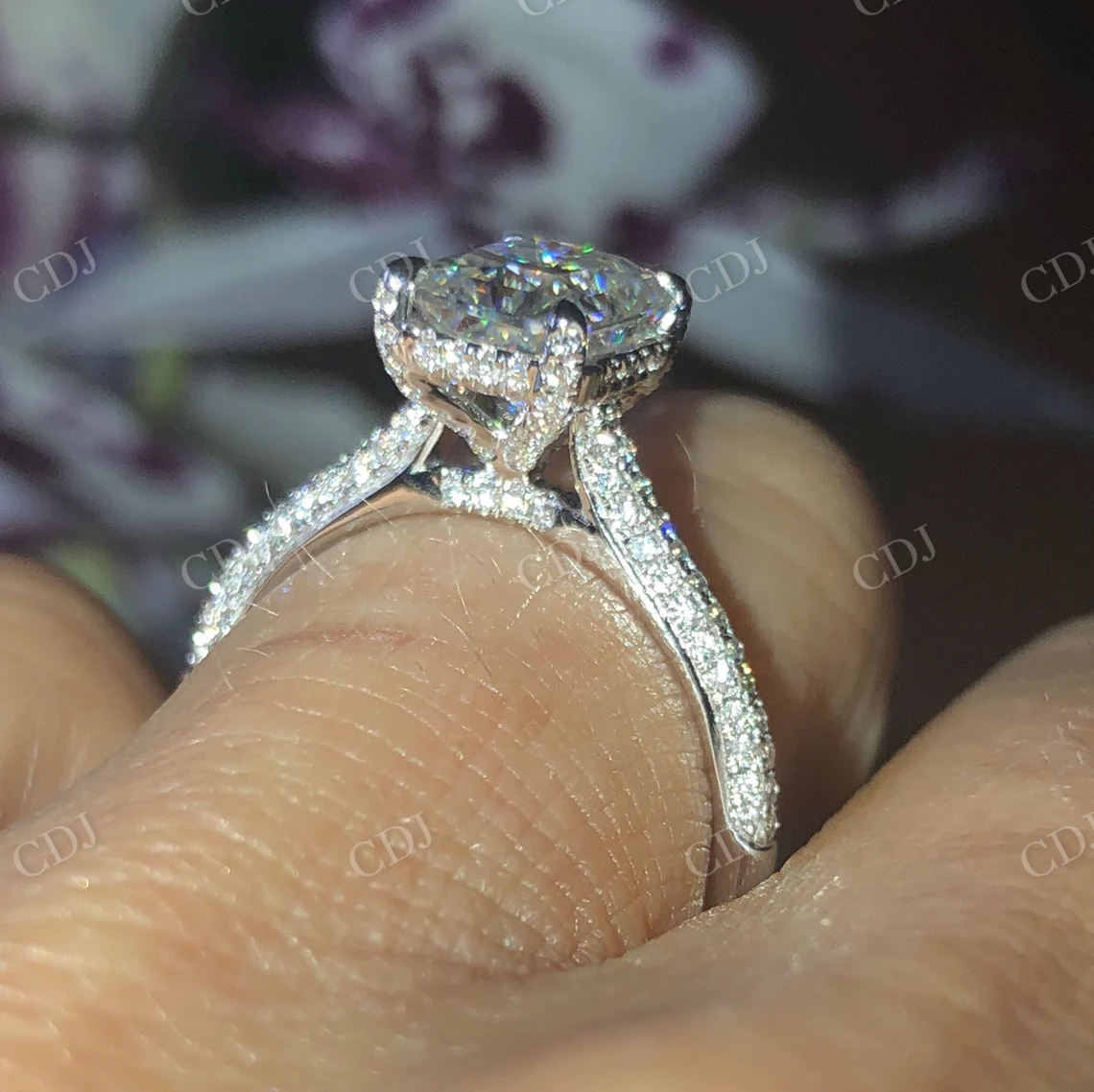 Radiant Cut Moissanite Claw Prong Engagement Ring  customdiamjewel   