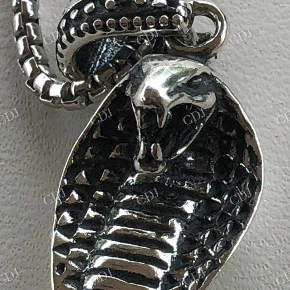 925 Sterling Silver King Cobra Snake Pendant  customdiamjewel   