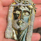 14K Yellow Gold Jesus Piece Iced Diamond Pendant  customdiamjewel   