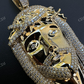 14K Yellow Gold Jesus Piece Iced Diamond Pendant  customdiamjewel   