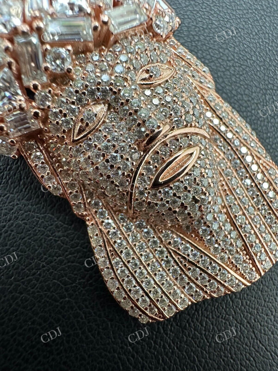 Iced Baguette 14K Rose Gold Jesus Piece Diamond Pendant  customdiamjewel   