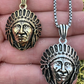 925 Sterling Silver Indian Head Chief Headdress Pendant  customdiamjewel   