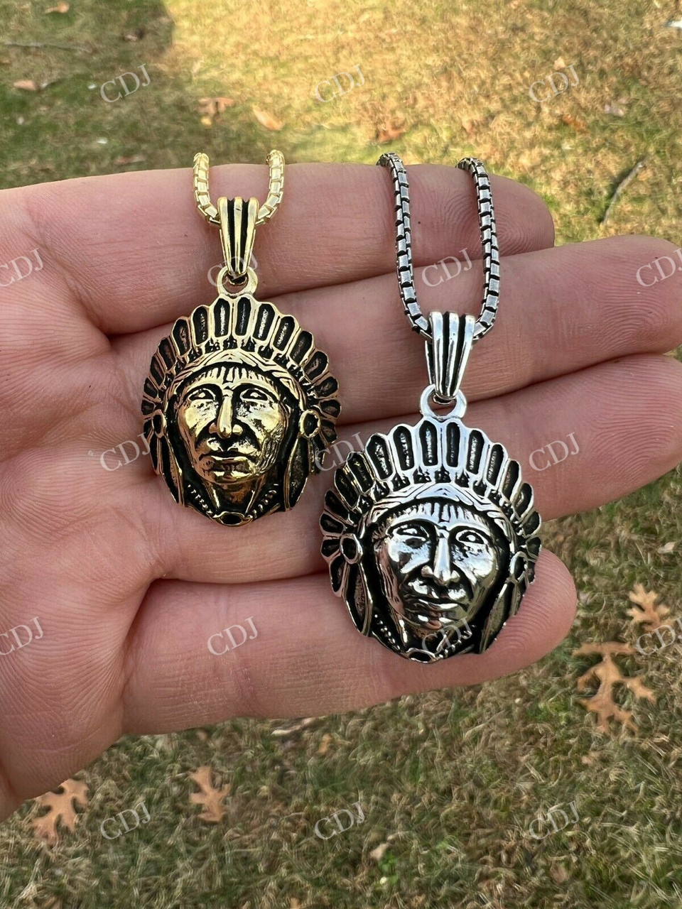 925 Sterling Silver Indian Head Chief Headdress Pendant  customdiamjewel   