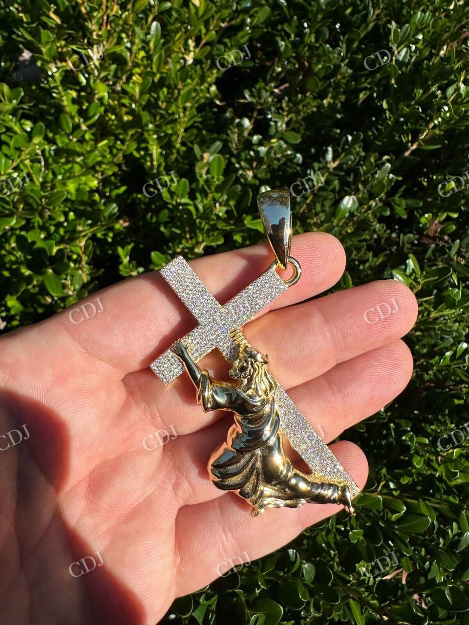 Real Diamonds Jesus Carrying Cross Pendant  customdiamjewel   