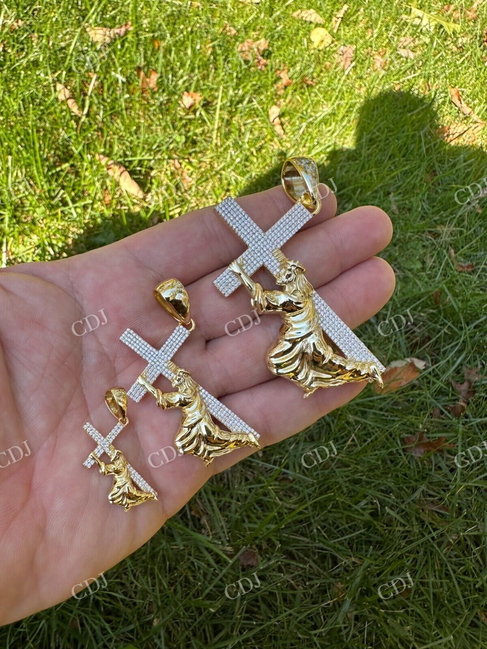 Real Diamonds Jesus Carrying Cross Pendant  customdiamjewel   