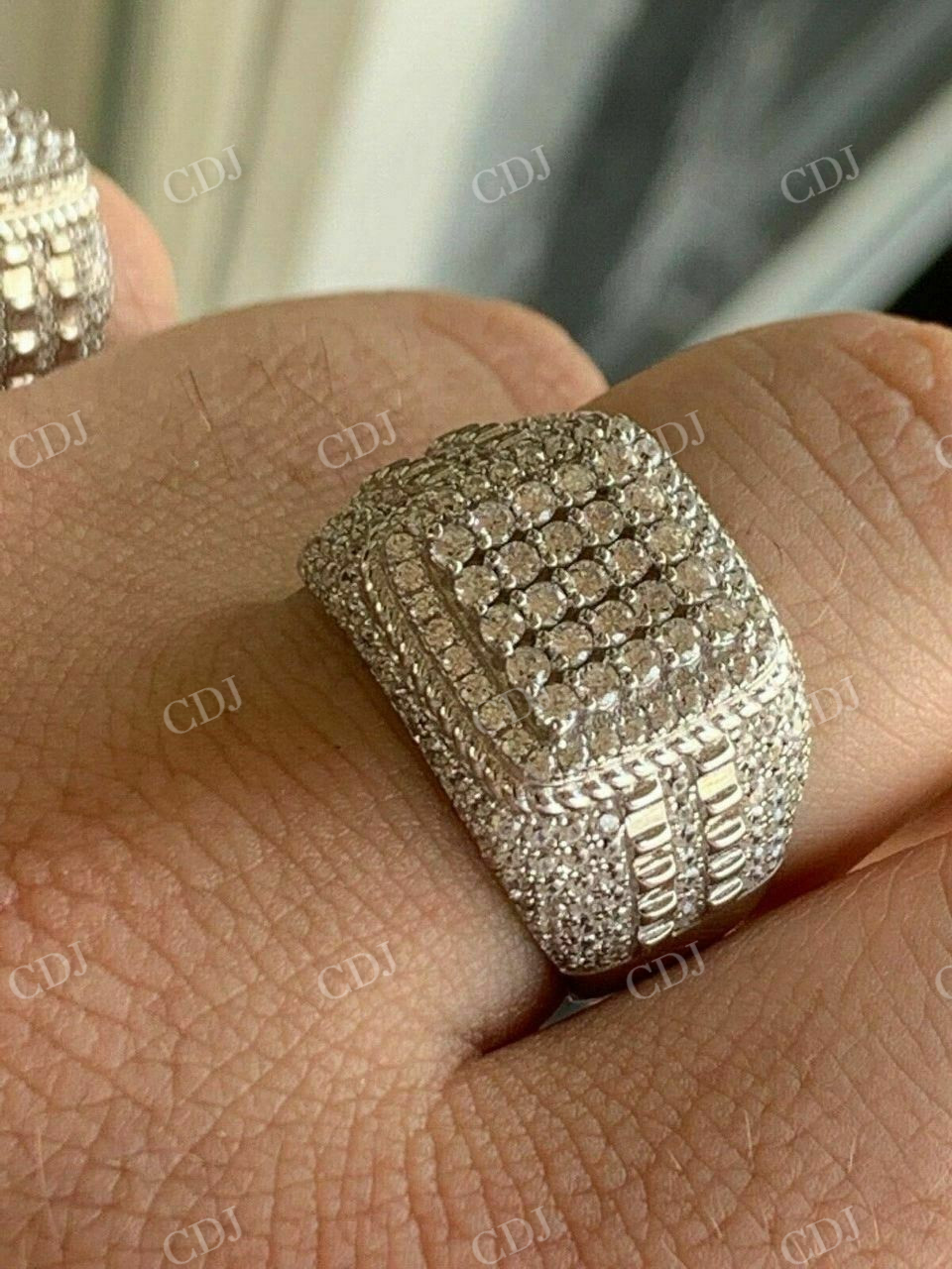 Round Diamond Icy Square Cluster Hip Hop Ring  customdiamjewel   