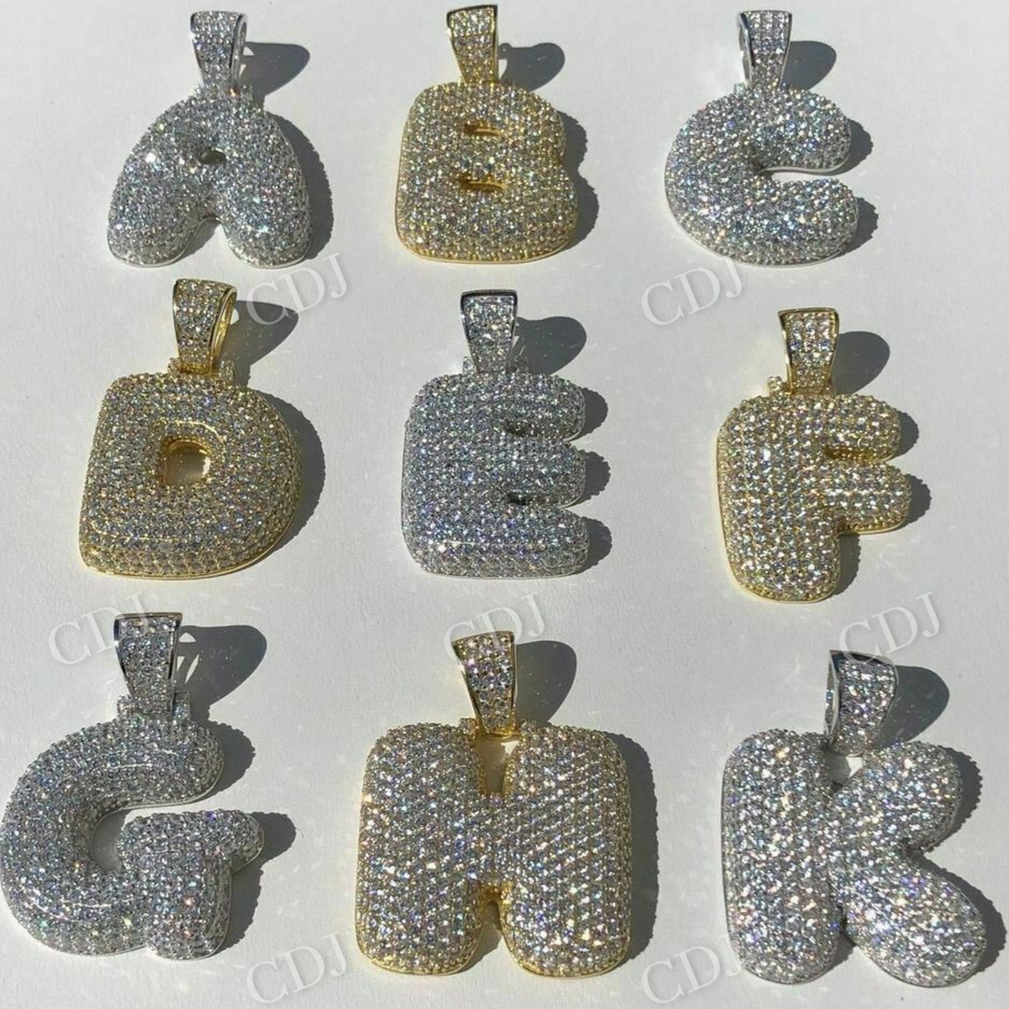 Custom Bubble Letters Initial A to Z Diamond Pendant  customdiamjewel   