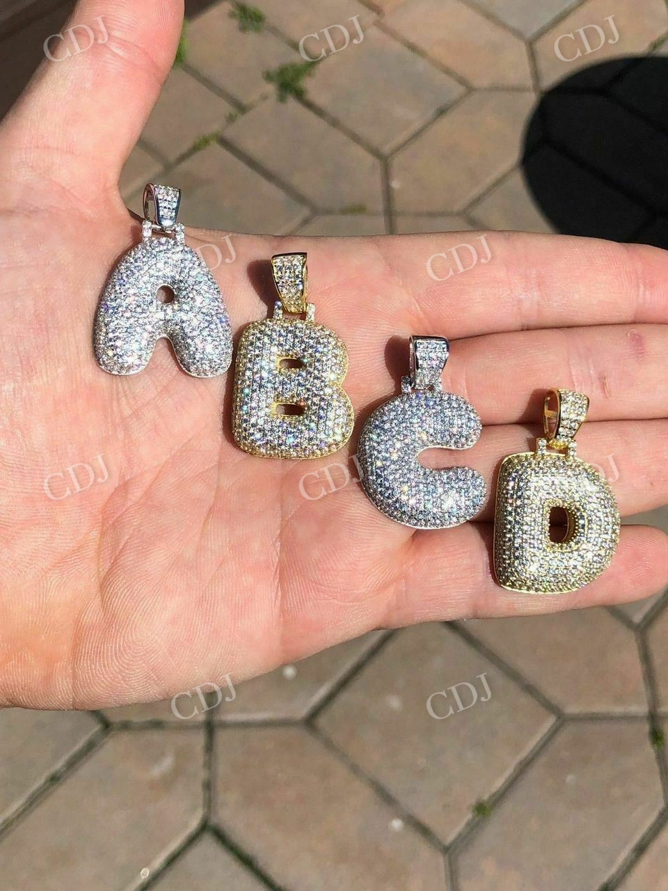 Custom Bubble Letters Initial A to Z Diamond Pendant  customdiamjewel   