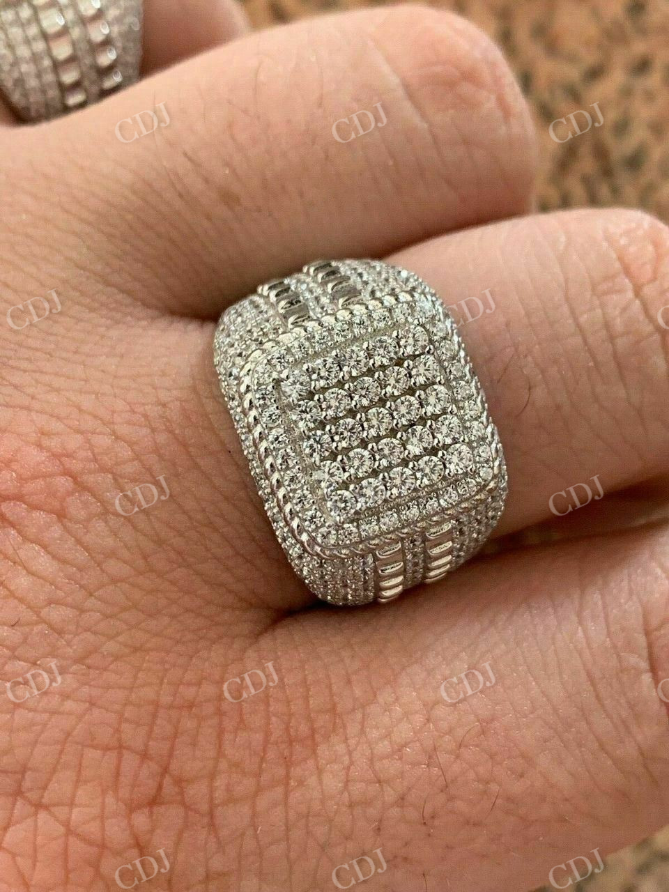 Round Diamond Icy Square Cluster Hip Hop Ring  customdiamjewel   