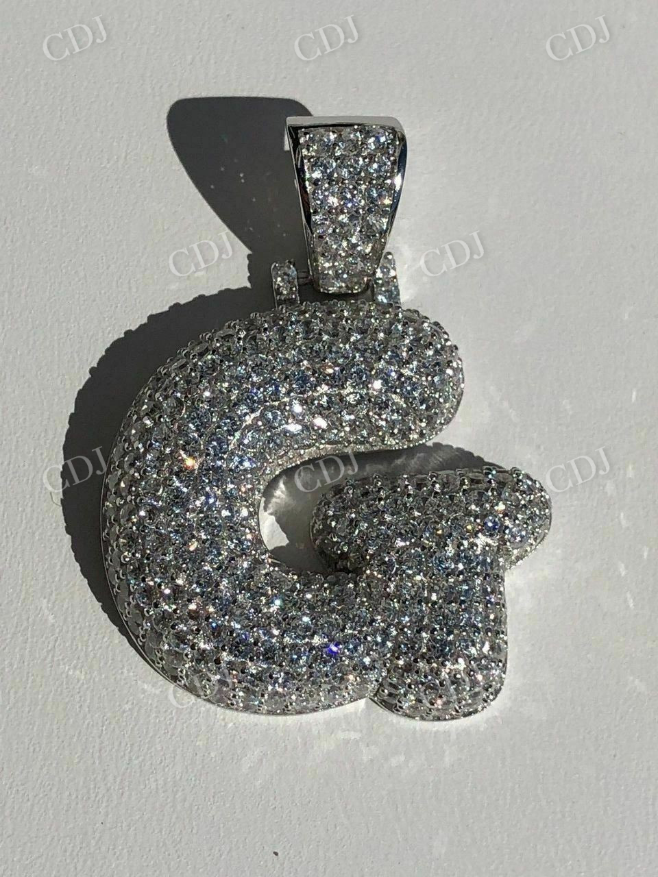 Custom Bubble Letters Initial A to Z Diamond Pendant  customdiamjewel   