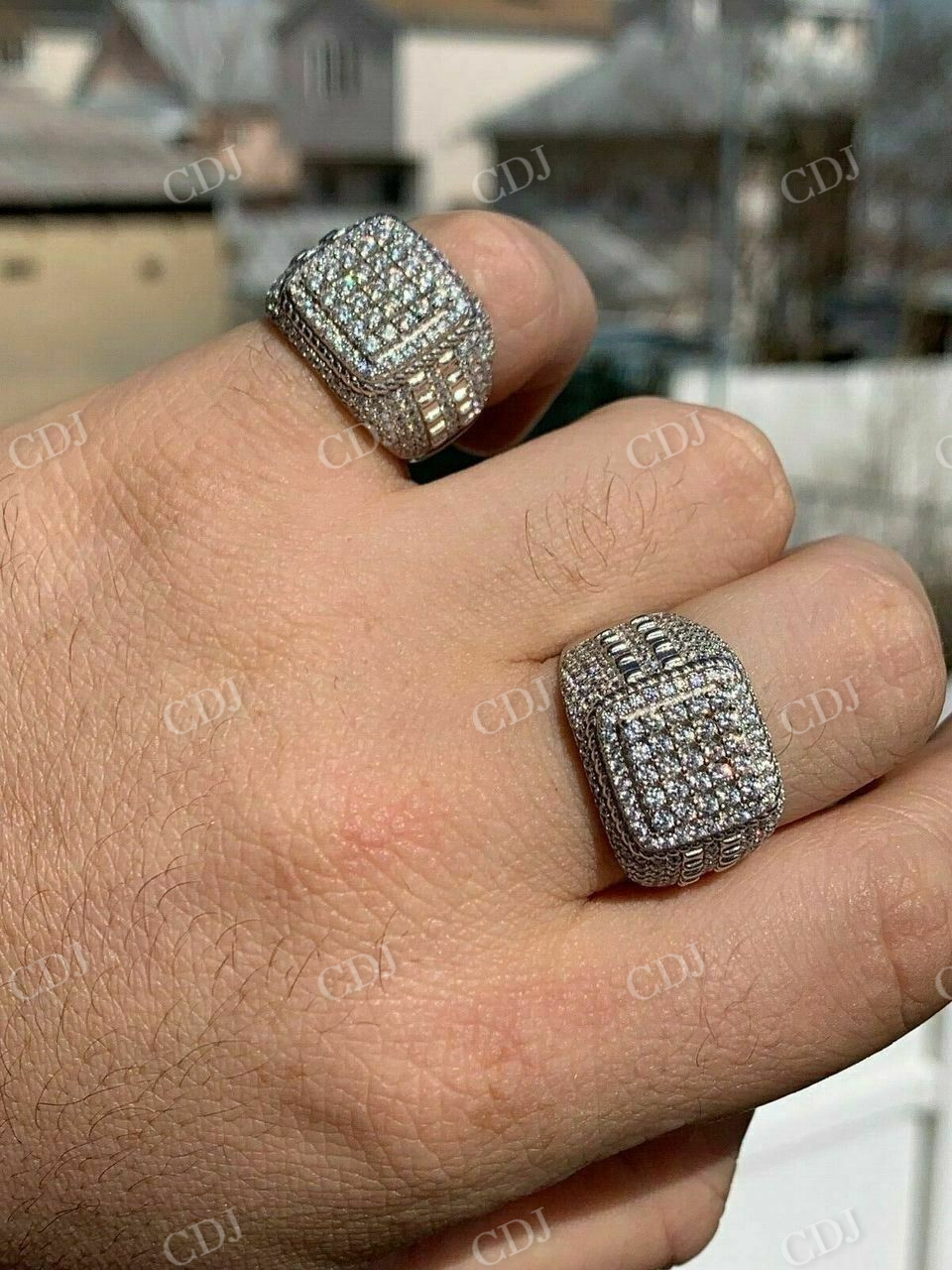 Round Diamond Icy Square Cluster Hip Hop Ring  customdiamjewel   