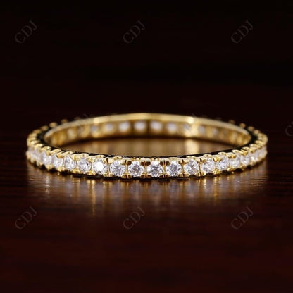 Round Cut Real Diamond Full Eternity Wedding Ring  customdiamjewel Sterling Silver Yellow Gold VVS-EF