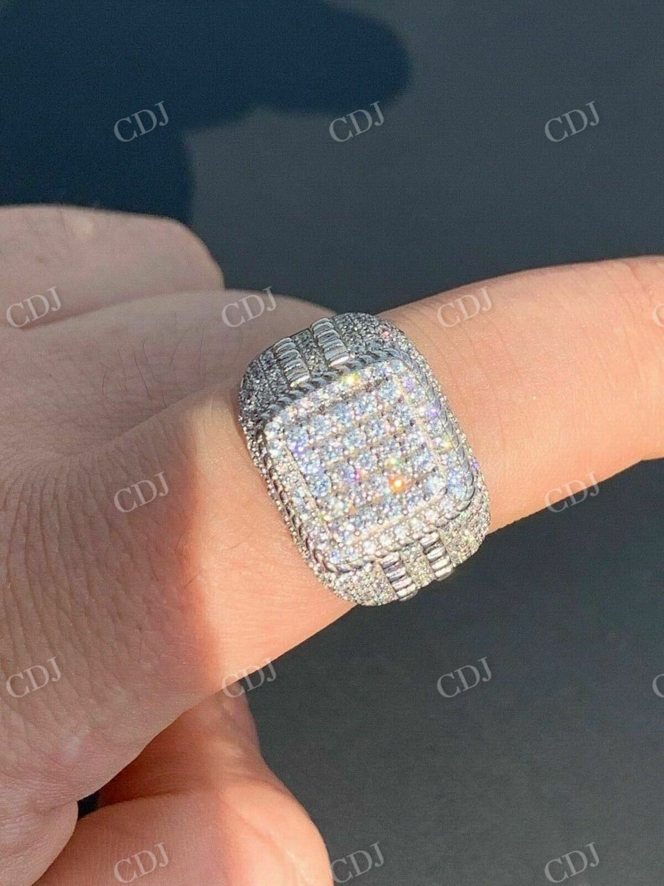 Round Diamond Icy Square Cluster Hip Hop Ring  customdiamjewel   