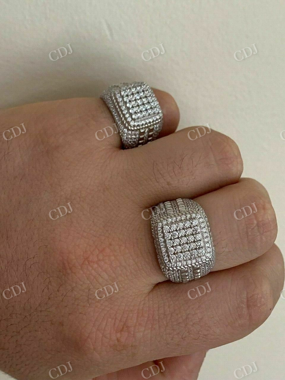 Round Diamond Icy Square Cluster Hip Hop Ring  customdiamjewel   