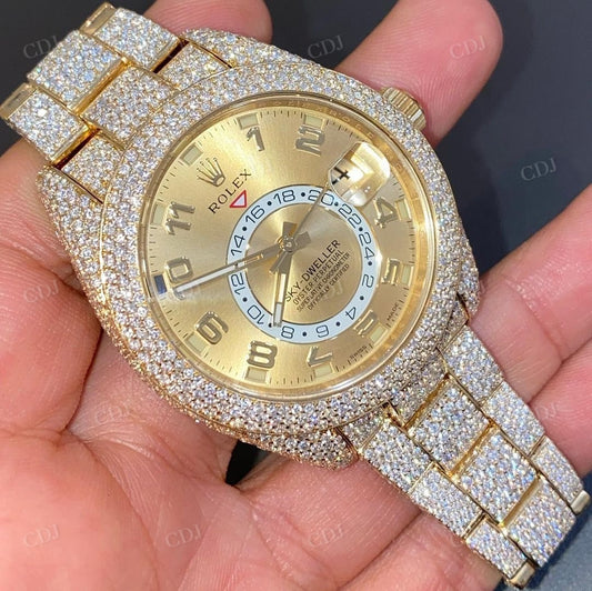 Sky Dweller Rolex Diamond Hip Hop Watch  customdiamjewel   