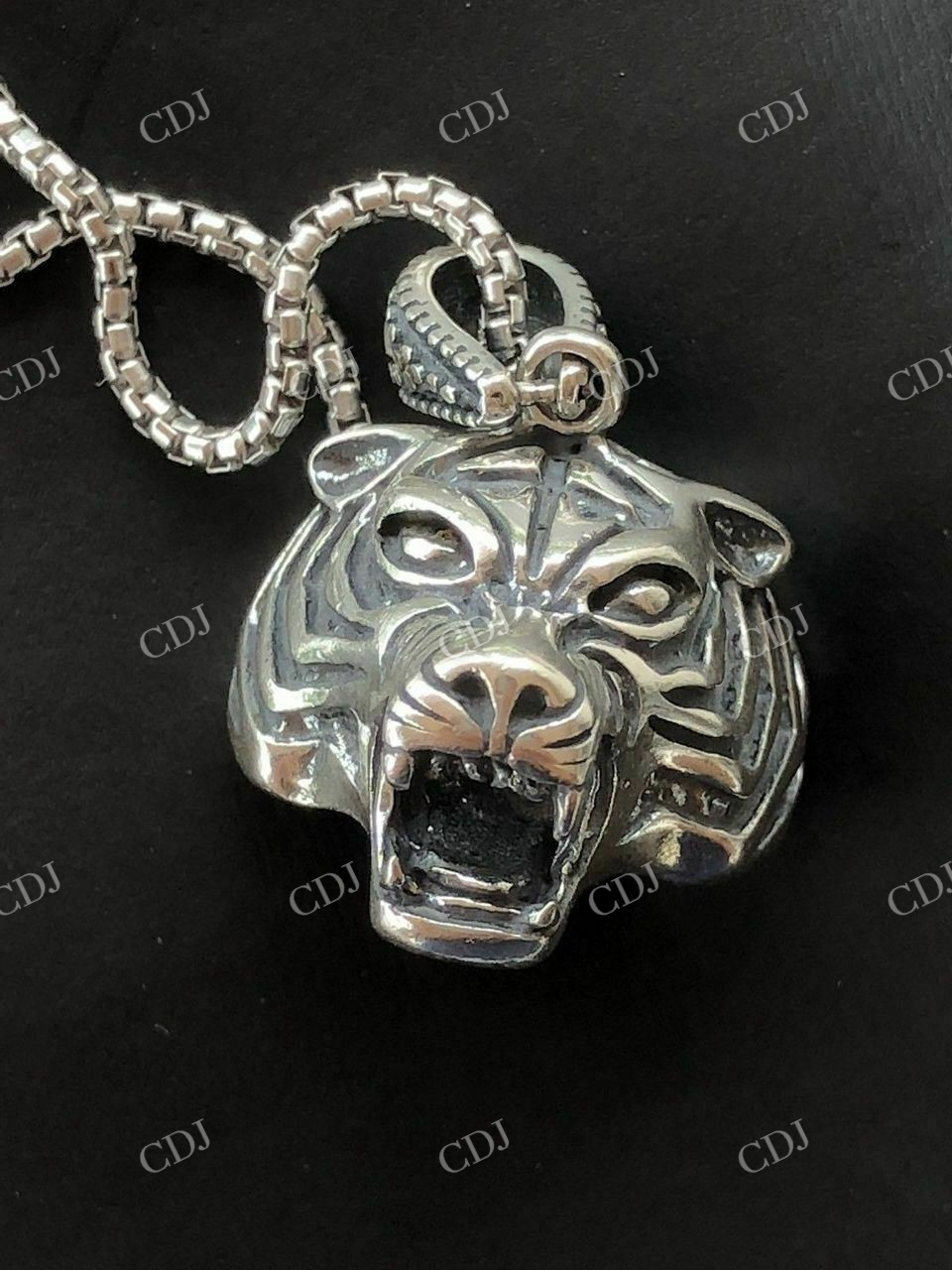 925 Sterling Silver 3D Tiger Cheetah Women’s Men’s Pendant  customdiamjewel   