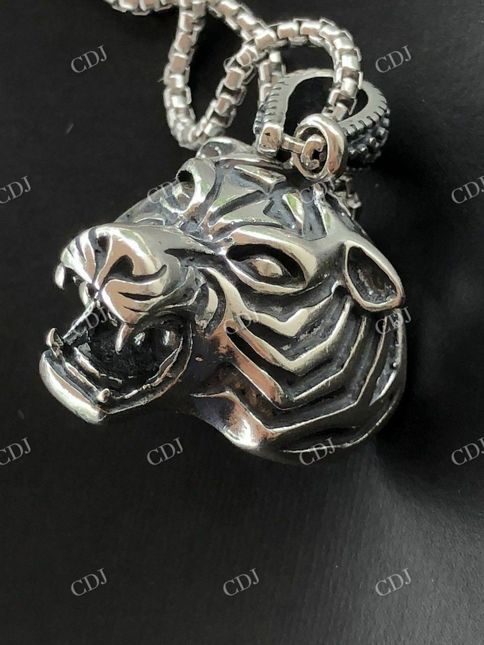 925 Sterling Silver 3D Tiger Cheetah Women’s Men’s Pendant  customdiamjewel   