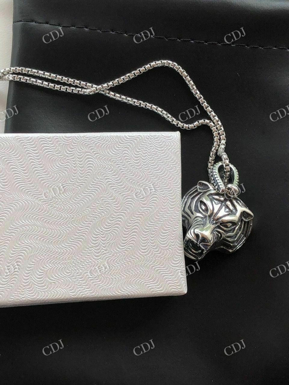 925 Sterling Silver 3D Tiger Cheetah Women’s Men’s Pendant  customdiamjewel   