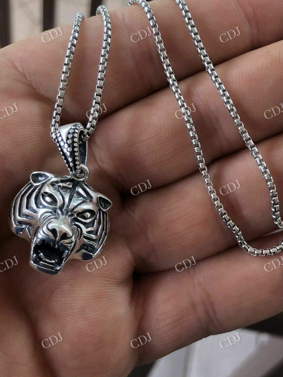 925 Sterling Silver 3D Tiger Cheetah Women’s Men’s Pendant  customdiamjewel   