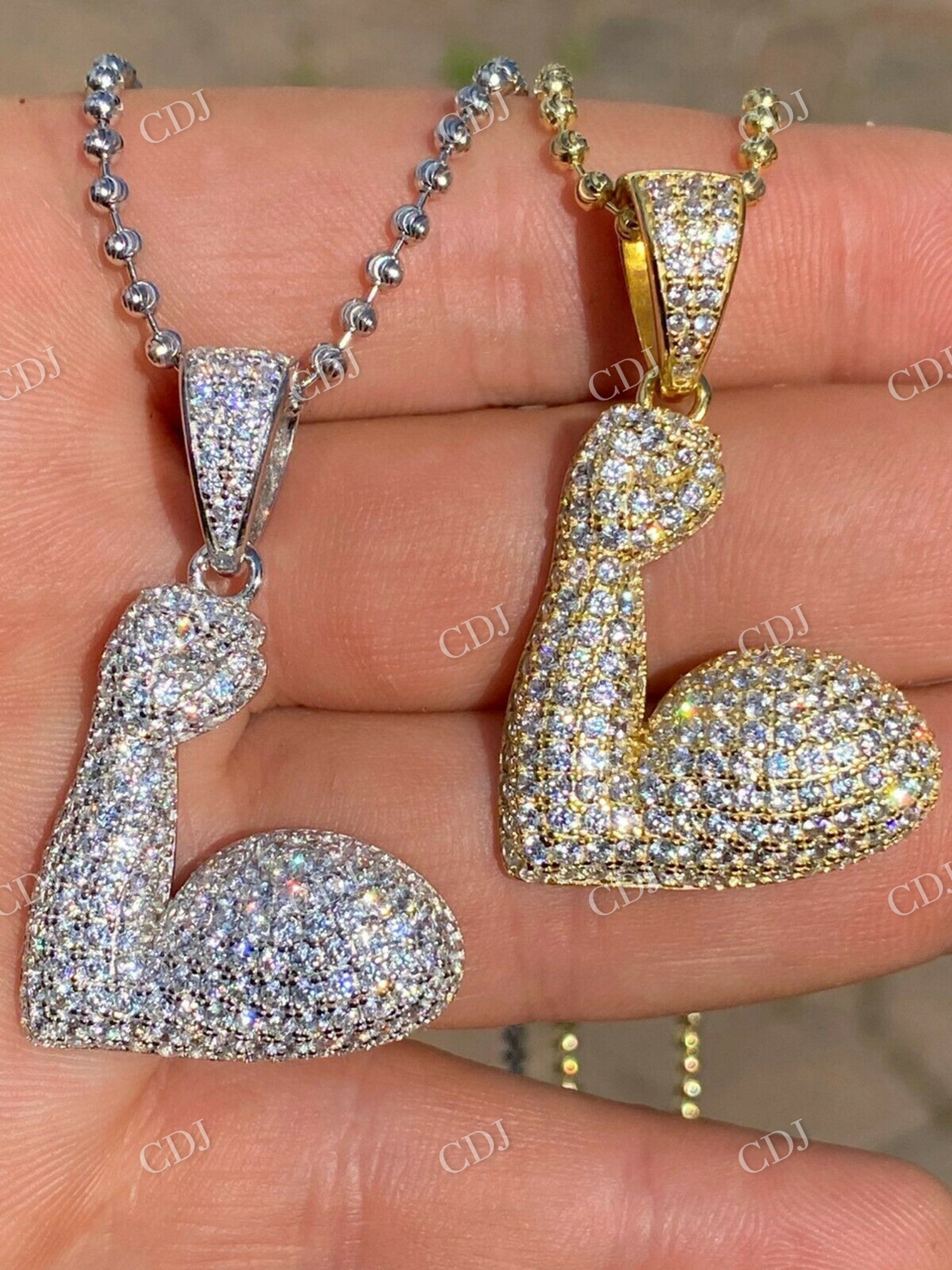 Hip Hop Bicep Muscle Emoji Diamond Pendant  customdiamjewel   