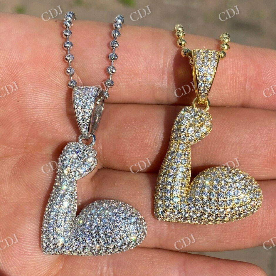 Hip Hop Bicep Muscle Emoji Diamond Pendant  customdiamjewel   