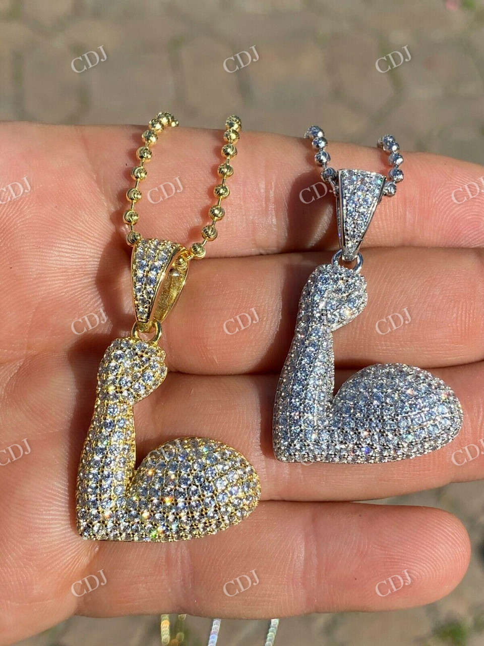 Hip Hop Bicep Muscle Emoji Diamond Pendant  customdiamjewel   