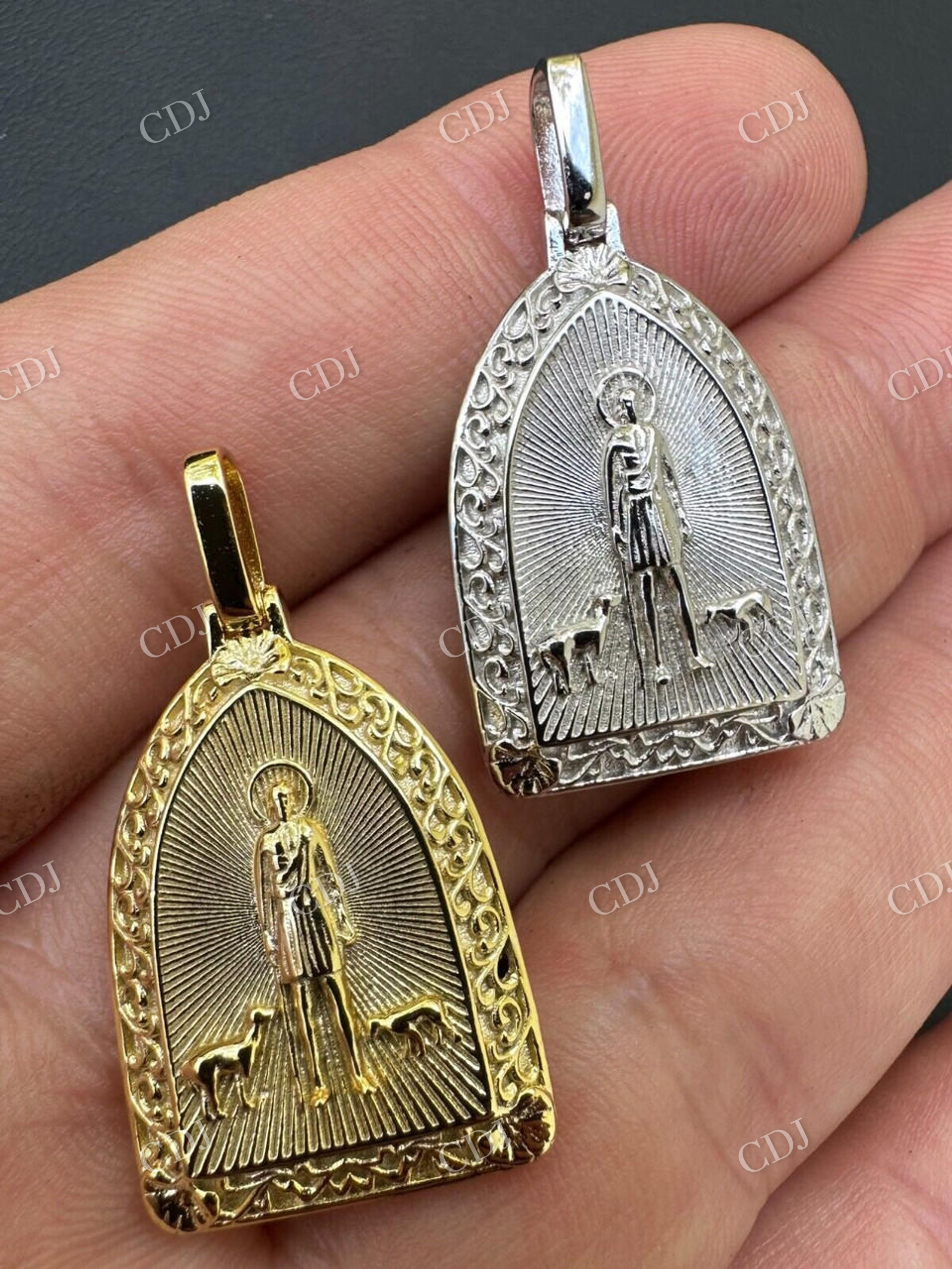 San Lazaro 925 Sterling Silver Saint Pendant  customdiamjewel   