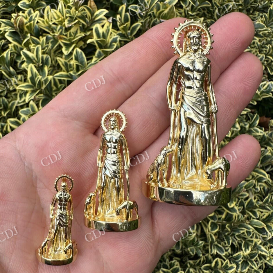 14K Gold Saint St Lazarus Pendant For Men  customdiamjewel   