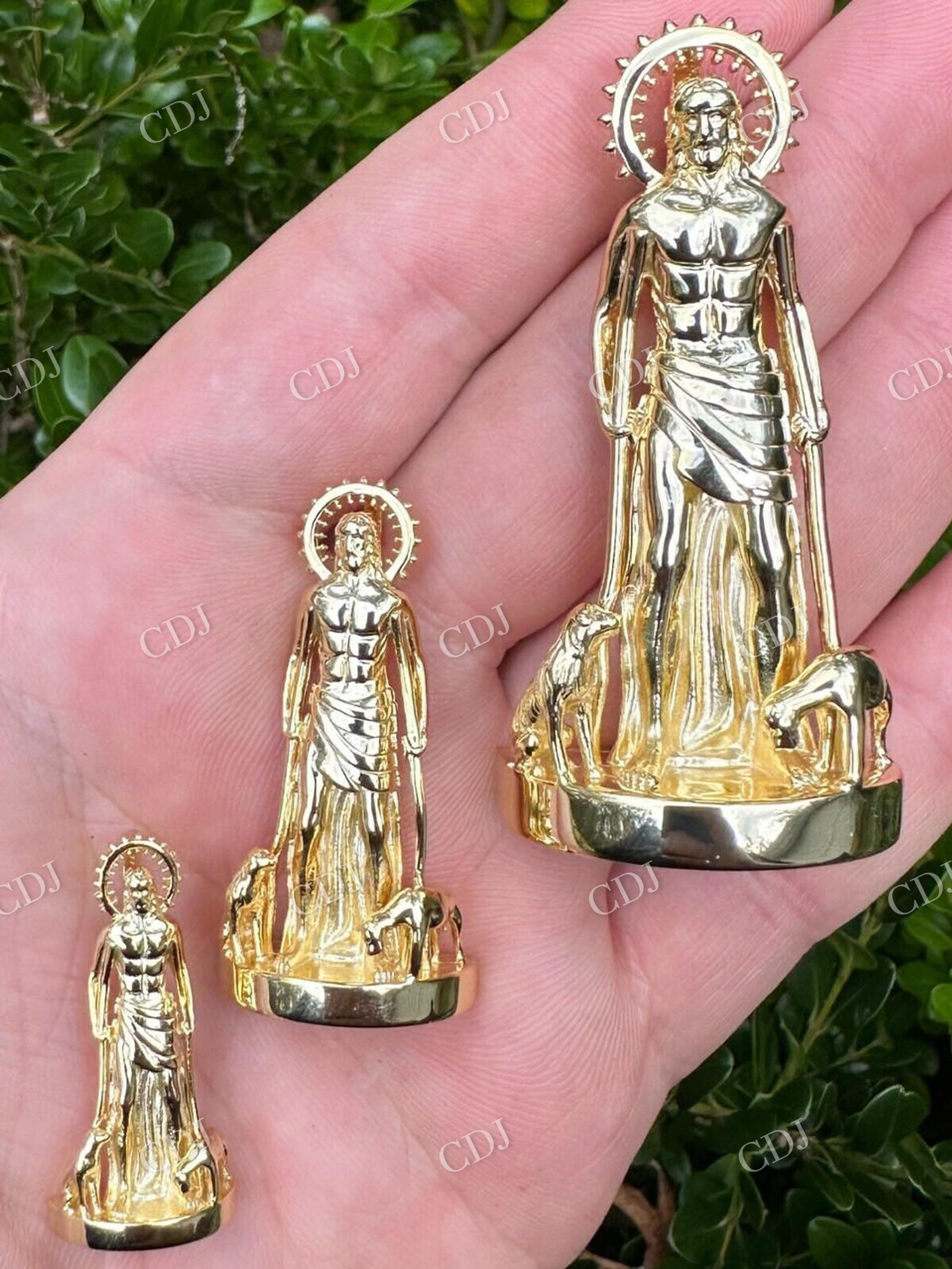 14K Gold Saint St Lazarus Pendant For Men  customdiamjewel   