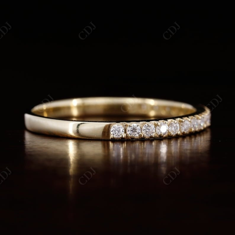 Simple Round Shape Diamond Half Eternity Wedding Band  customdiamjewel   