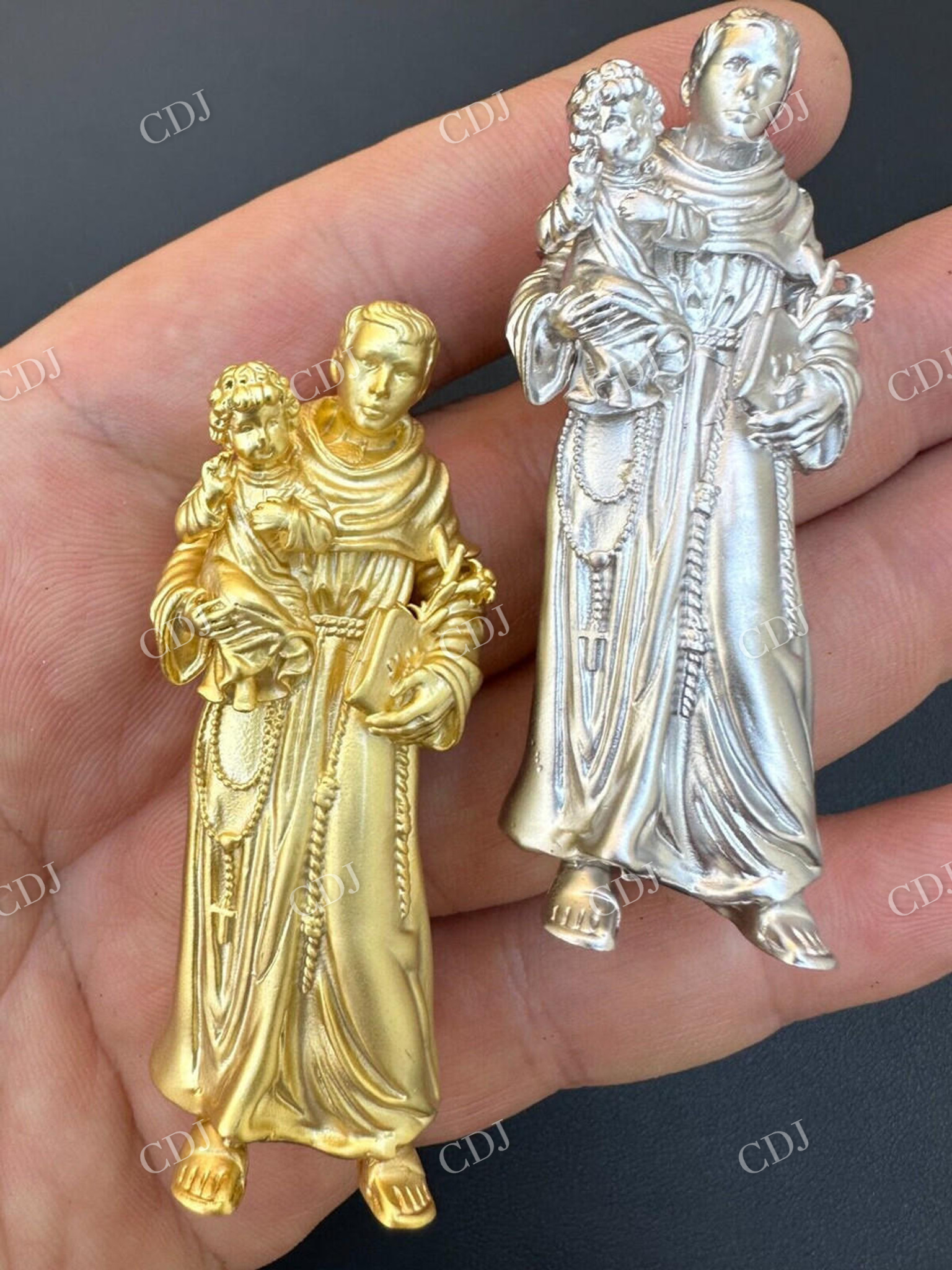 14K Gold St Joseph W Baby Jesus Pendant  customdiamjewel   