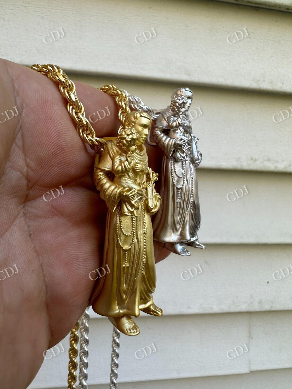 14K Gold St Joseph W Baby Jesus Pendant  customdiamjewel   