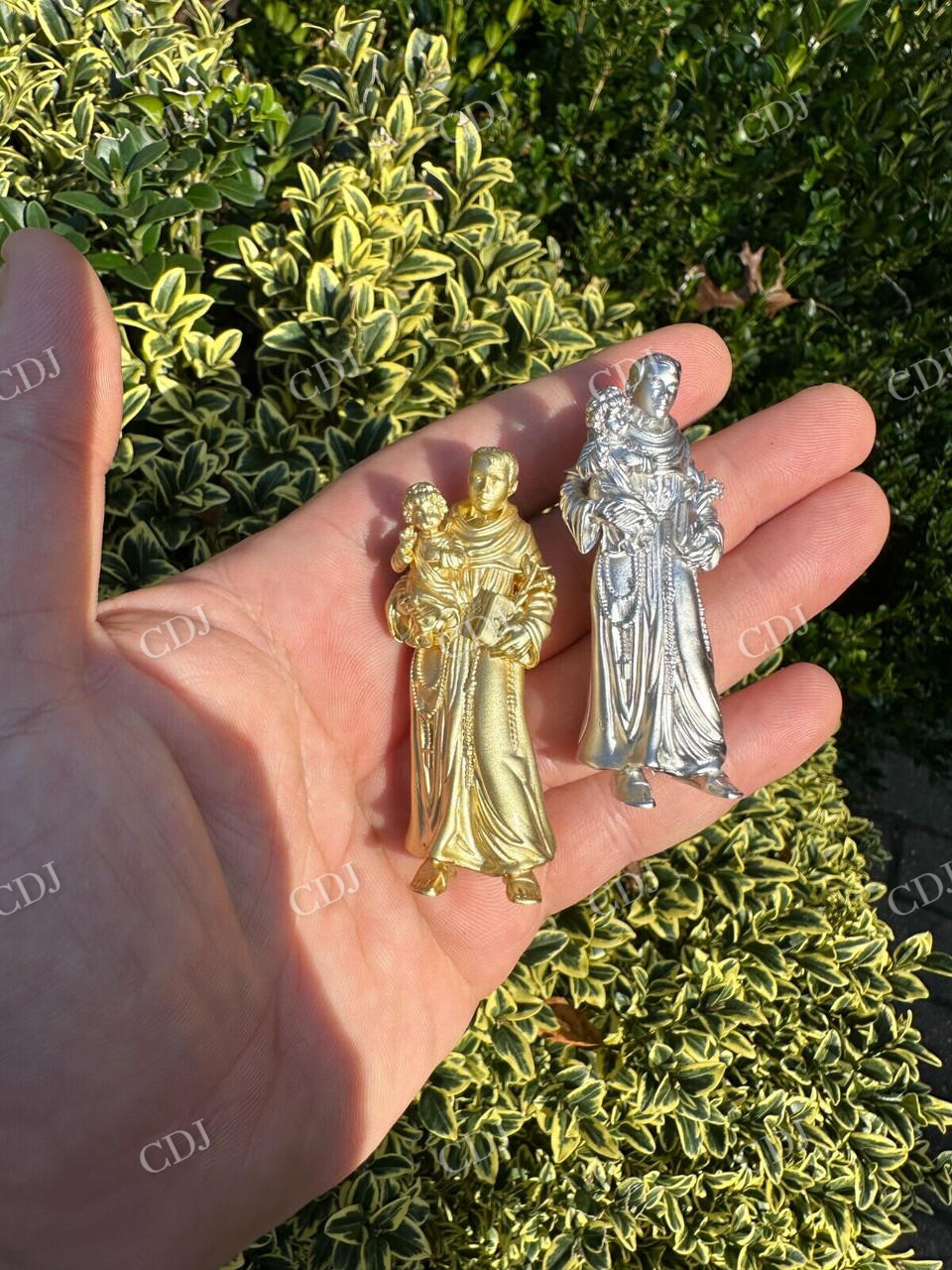 14K Gold St Joseph W Baby Jesus Pendant  customdiamjewel   