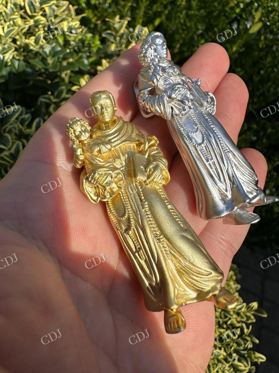 14K Gold St Joseph W Baby Jesus Pendant  customdiamjewel   