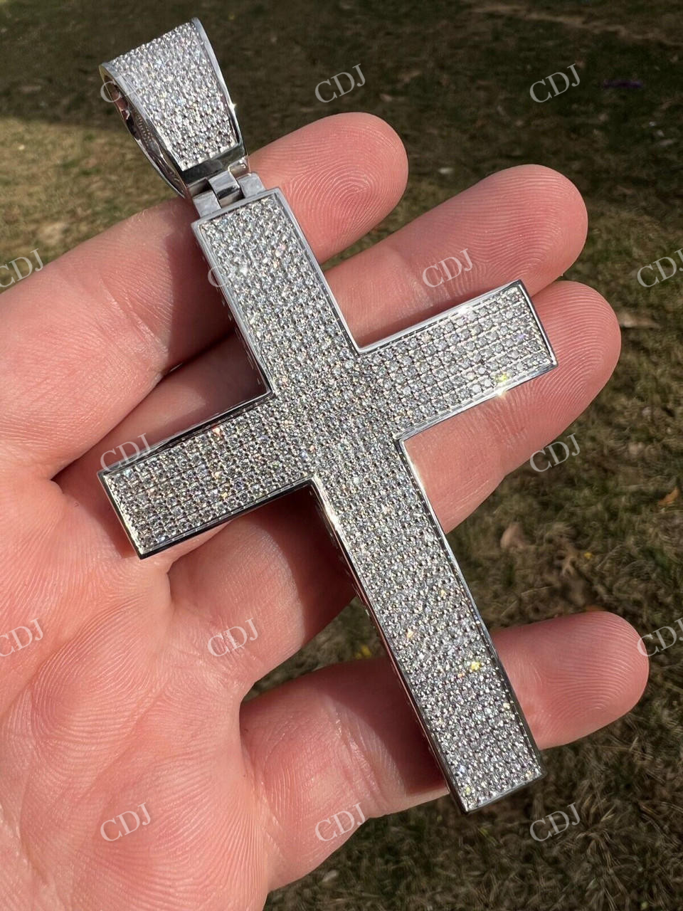 14K White Gold Cross Pendant For Men  customdiamjewel   