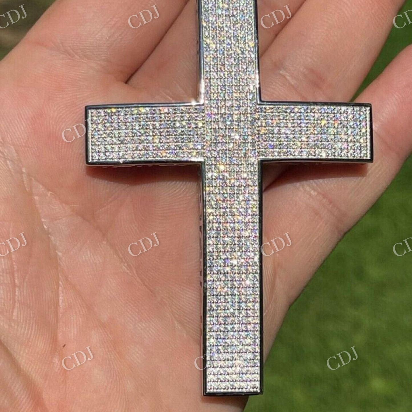 14K White Gold Cross Pendant For Men  customdiamjewel   