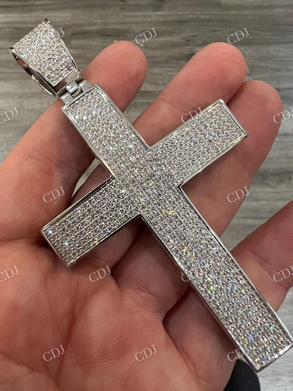 14K White Gold Cross Pendant For Men  customdiamjewel   