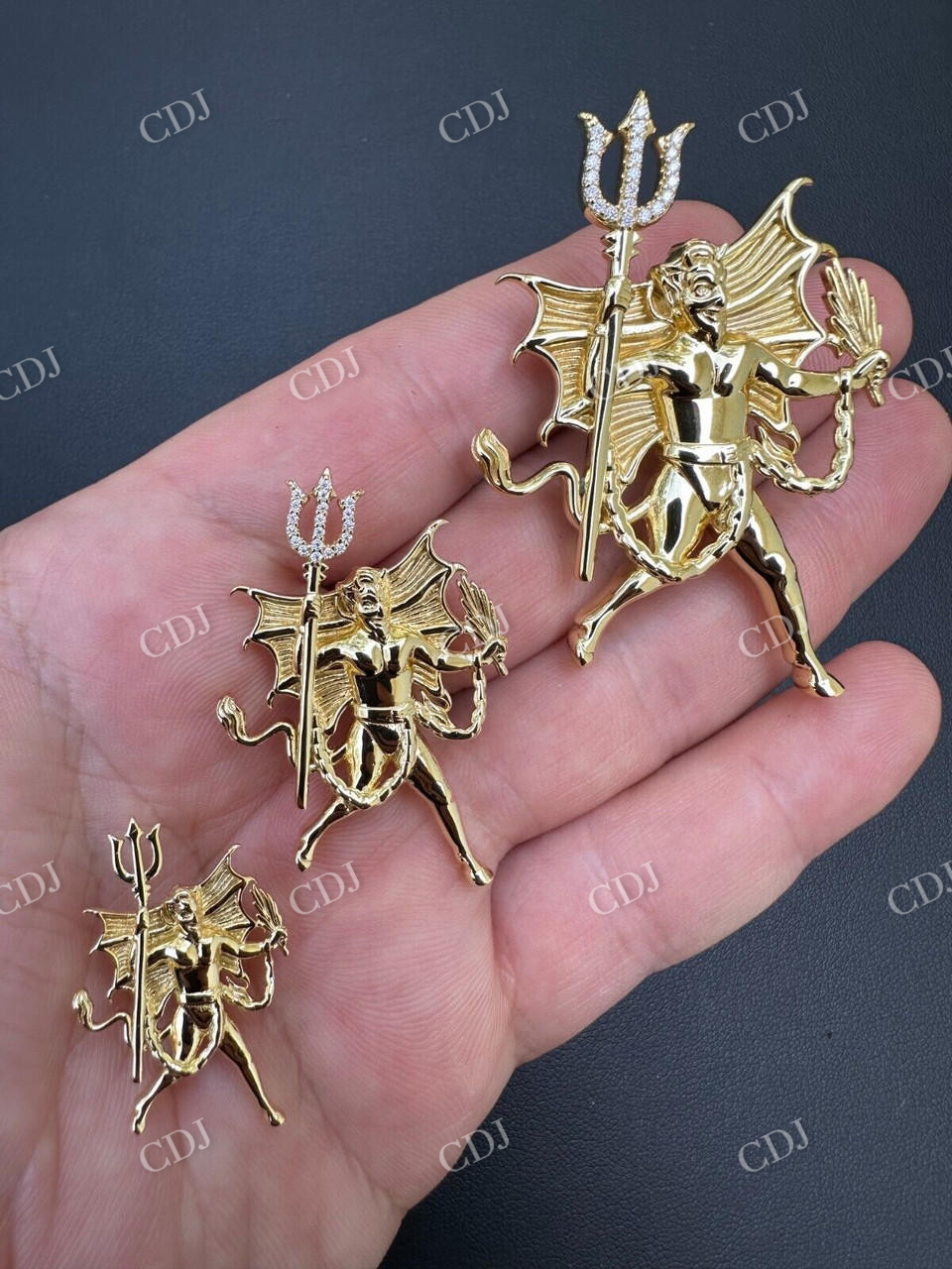 14K Gold Devil Satan Diamond Pendant For Men  customdiamjewel   