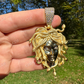 14K Gold Iced Medusa Head Diamond Pendant  customdiamjewel   